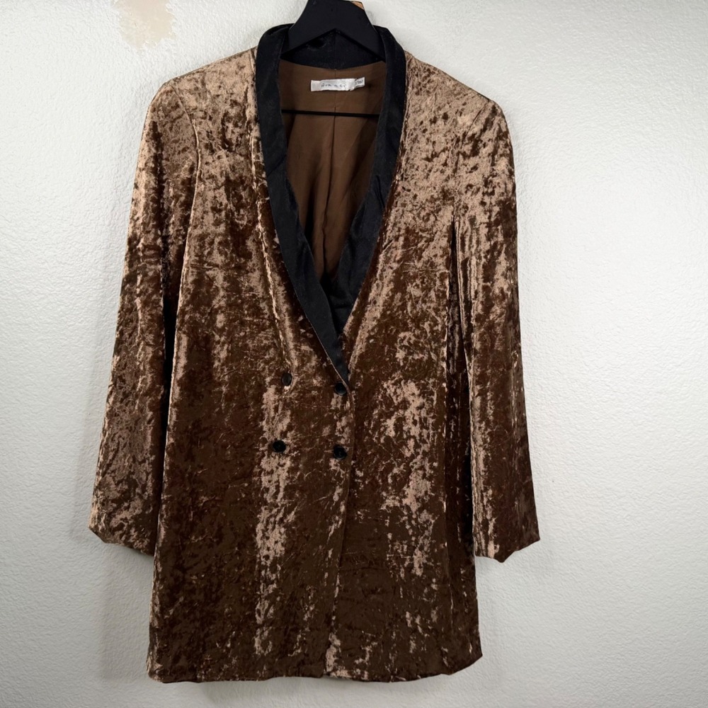 Ark & Co Women's Blazer Jacket Brown Sz S Crushed Velvet Corporate Goth
